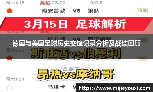 德国与美国足球历史交锋记录分析及战绩回顾